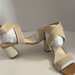 Donald J. Pliner Beige Parley Jute Elastic Block Heel Sandals New Women’s 8.5